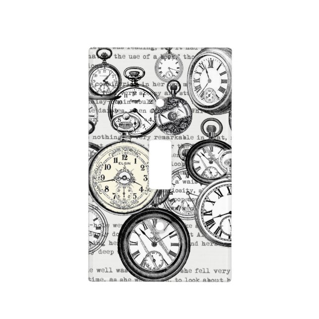 Victorian Pocket Watch Collage Alice in Wonderland Light Switch Cover (Front)