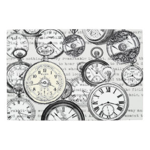 Victorian Pocket Watch Collage Alice in Wonderland Metal Print