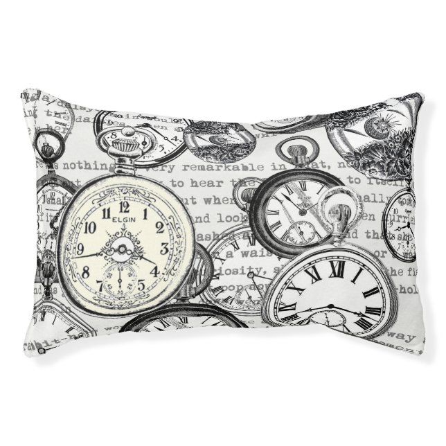 Victorian Pocket Watch Collage Alice in Wonderland Pet Bed (Front)