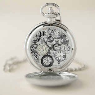 Victorian Pocket Watch Collage Alice Wonderland