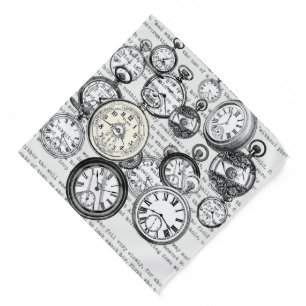 Victorian Pocket Watch Collage Alice Wonderland Bandana