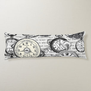Victorian Pocket Watch Collage Alice Wonderland Body Pillow
