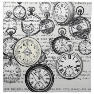 Victorian Pocket Watch Collage Alice Wonderland Cloth Napkin