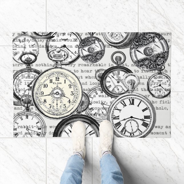 Victorian Pocket Watch Collage Alice Wonderland Doormat (Indoor)