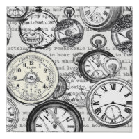 Victorian Pocket Watch Collage Alice Wonderland