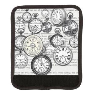 Victorian Pocket Watch Collage Alice Wonderland Luggage Handle Wrap