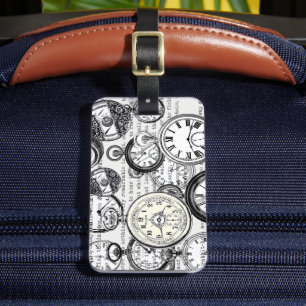 Victorian Pocket Watch Collage Alice Wonderland Luggage Tag