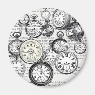 Victorian Pocket Watch Collage Alice Wonderland Magnet