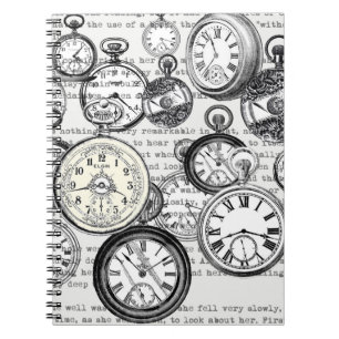 Victorian Pocket Watch Collage Alice Wonderland Notebook