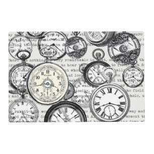 Victorian Pocket Watch Collage Alice Wonderland Placemat