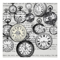 Victorian Pocket Watch Collage Alice Wonderland