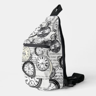 Victorian Pocket Watch Collage Alice Wonderland Sling Bag