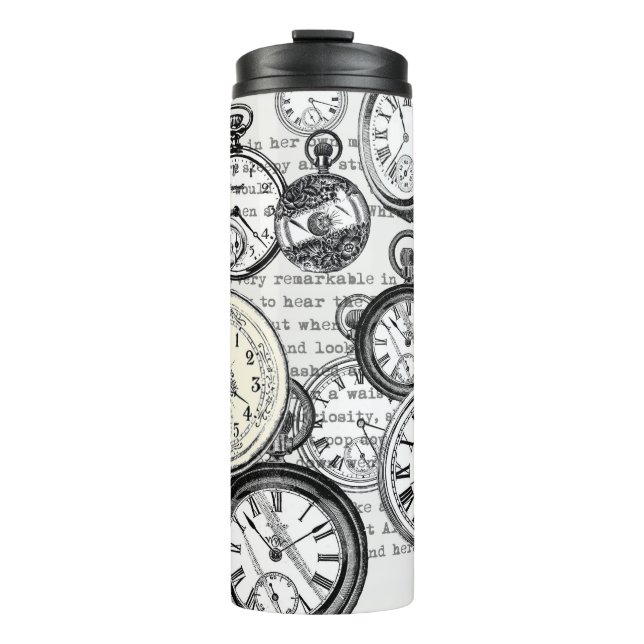 Victorian Pocket Watch Collage Alice Wonderland Thermal Tumbler (Front)