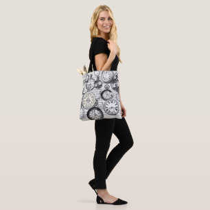 Victorian Pocket Watch Collage Alice Wonderland Tote Bag