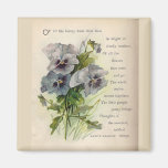 Victorian Poem Grey Purple Pansies Magnet