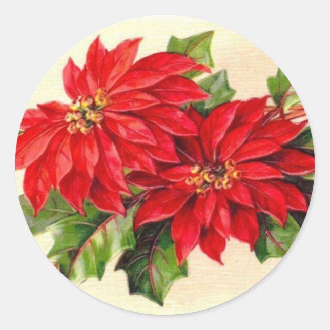Victorian Poinsettia Christmas sticker (Front)