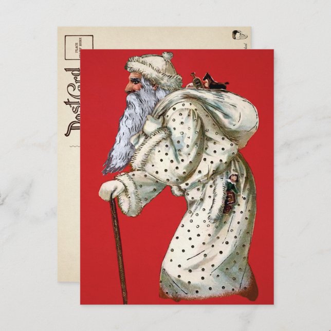 Victorian Polka Dot Robed Santa Postcard (Front/Back)