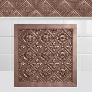 Victorian Pressed Rose Gold Rosette Pink Ceiling Ceramic Tile