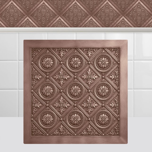 Victorian Pressed Rose Gold Rosette Pink Ceiling Ceramic Tile (Victorian Pressed Rose Gold Rosette Pink Ceiling Ceramic Tile)