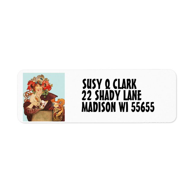 VICTORIAN PRETTY LADY RETURN ADDRESS LABELS (Front)