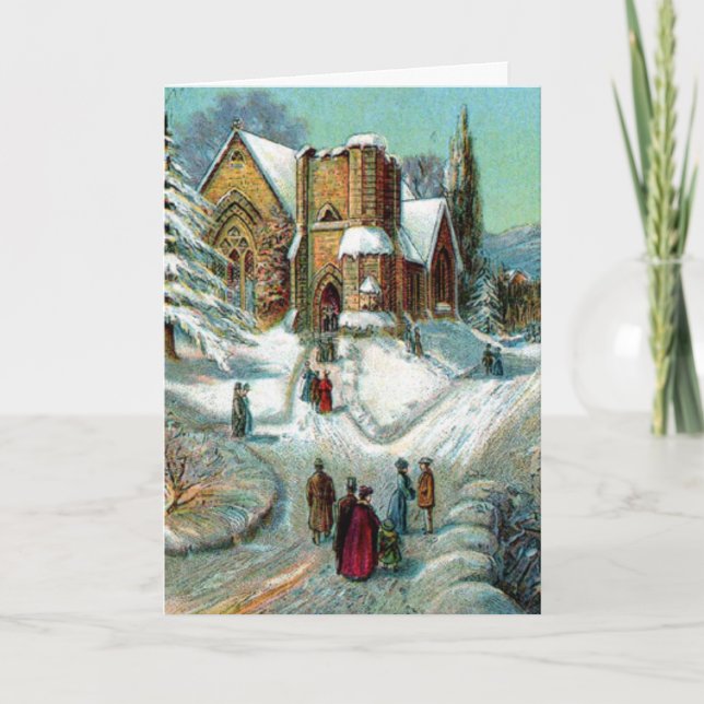 Victorian Print Church Christmas Card (Front)