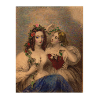 Victorian print The Parting Wreath hand-colored