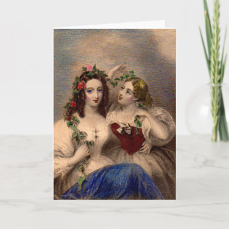 Victorian print The Parting Wreath hand-colored Holiday Card