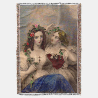 Victorian print The Parting Wreath hand-colored Throw Blanket