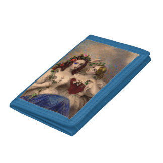 Victorian print The Parting Wreath hand-colored Trifold Wallet