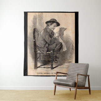Victorian print Young America in the Country Tapestry