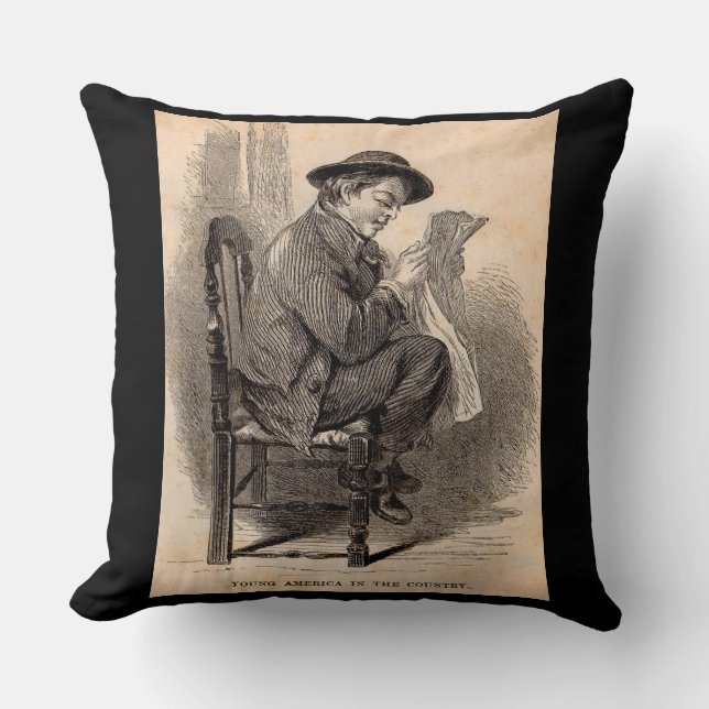 Victorian print Young America in the Country Throw Pillow (Front)