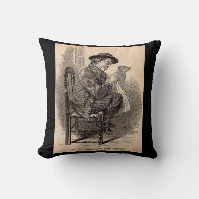 Victorian print Young America in the Country Throw Pillow (Front)
