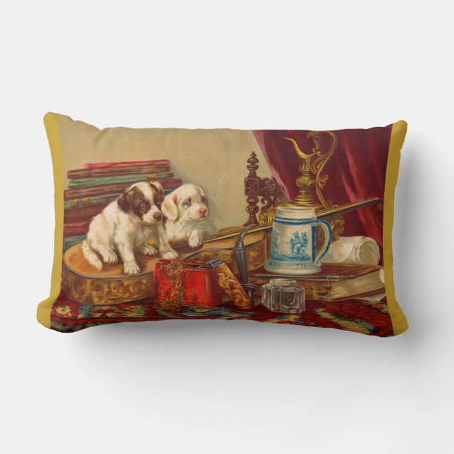 Victorian puppy dogs and stuff lumbar pillow (Front)