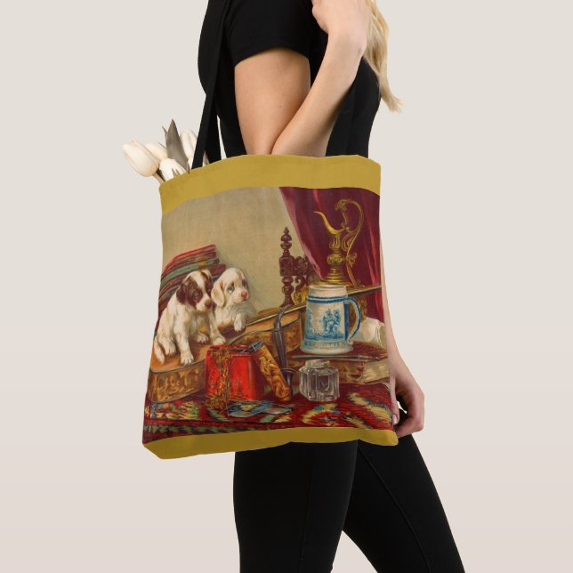 Victorian puppy dogs and stuff print tote bag (Close Up)