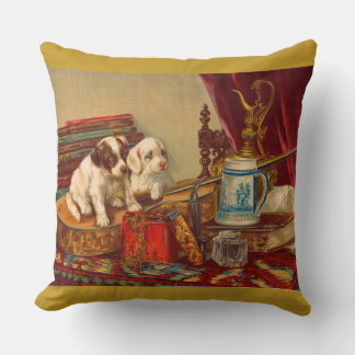 Victorian puppy dogs and stuff throw pillow