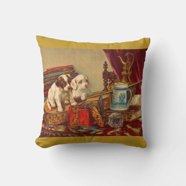 Victorian puppy dogs and stuff throw pillow (Front)
