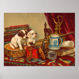Victorian puppy dogs print