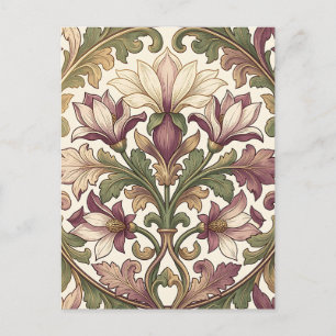 Victorian Purple Cream Ornate Floral Postcard