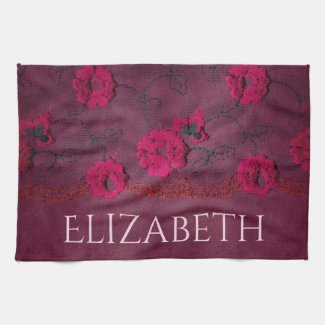 Victorian Purple Floral Kitchen Towel