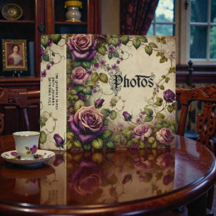 Victorian Purple Floral Photo Album 3 Ring Binder