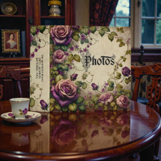 Victorian Purple Floral Photo Album 3 Ring Binder