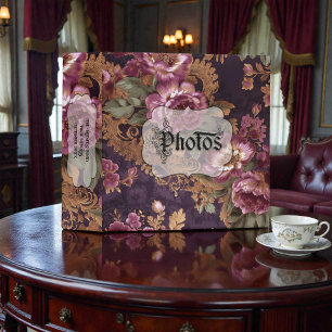 Victorian Purple Floral Photo Album 3 Ring Binder
