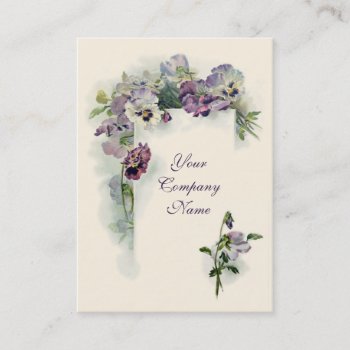Victorian Purple Pansies Business Card by Past_Impressions at Zazzle