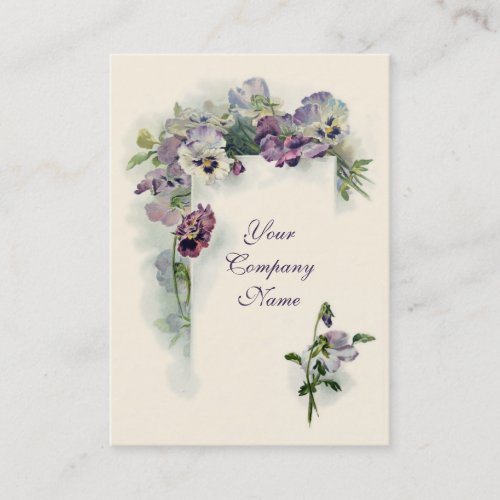 Victorian purple pansies business card