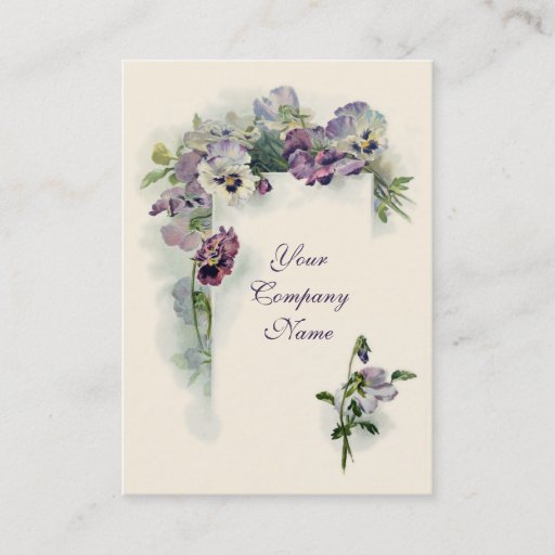 Customizable Victorian purple pansies business card