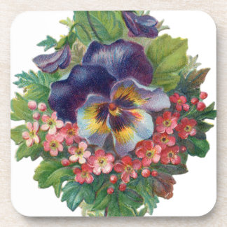 Victorian Purple Pansy Bouquet for Mother's Day Beverage Coaster