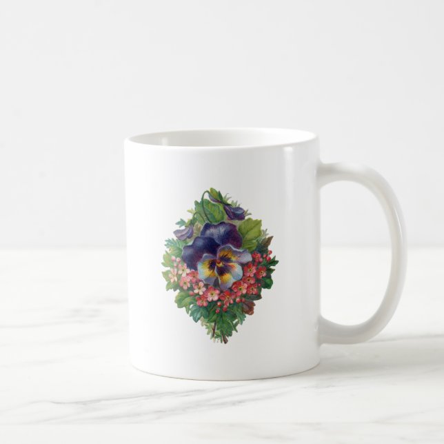 Victorian Purple Pansy Bouquet for Mother's Day Coffee Mug (Right)