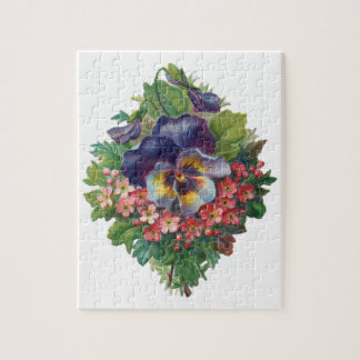 Victorian Purple Pansy Bouquet for Mother's Day Jigsaw Puzzle