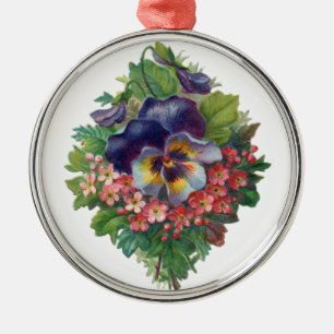 Victorian Purple Pansy Bouquet for Mother's Day Metal Ornament