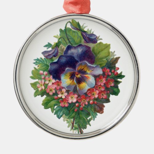 Victorian Purple Pansy Bouquet for Mother's Day Metal Ornament